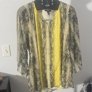 Alfani Yellow and Black Snake Print Blouse